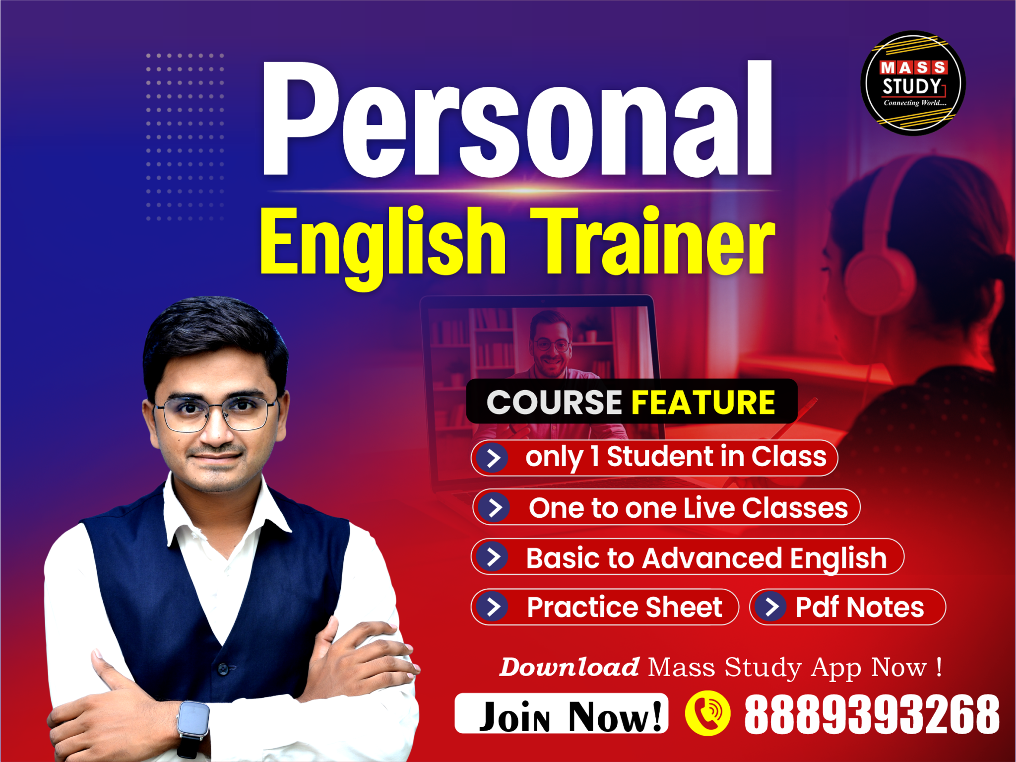 Mass Study Spoken English Course | Learn English with Live Classes